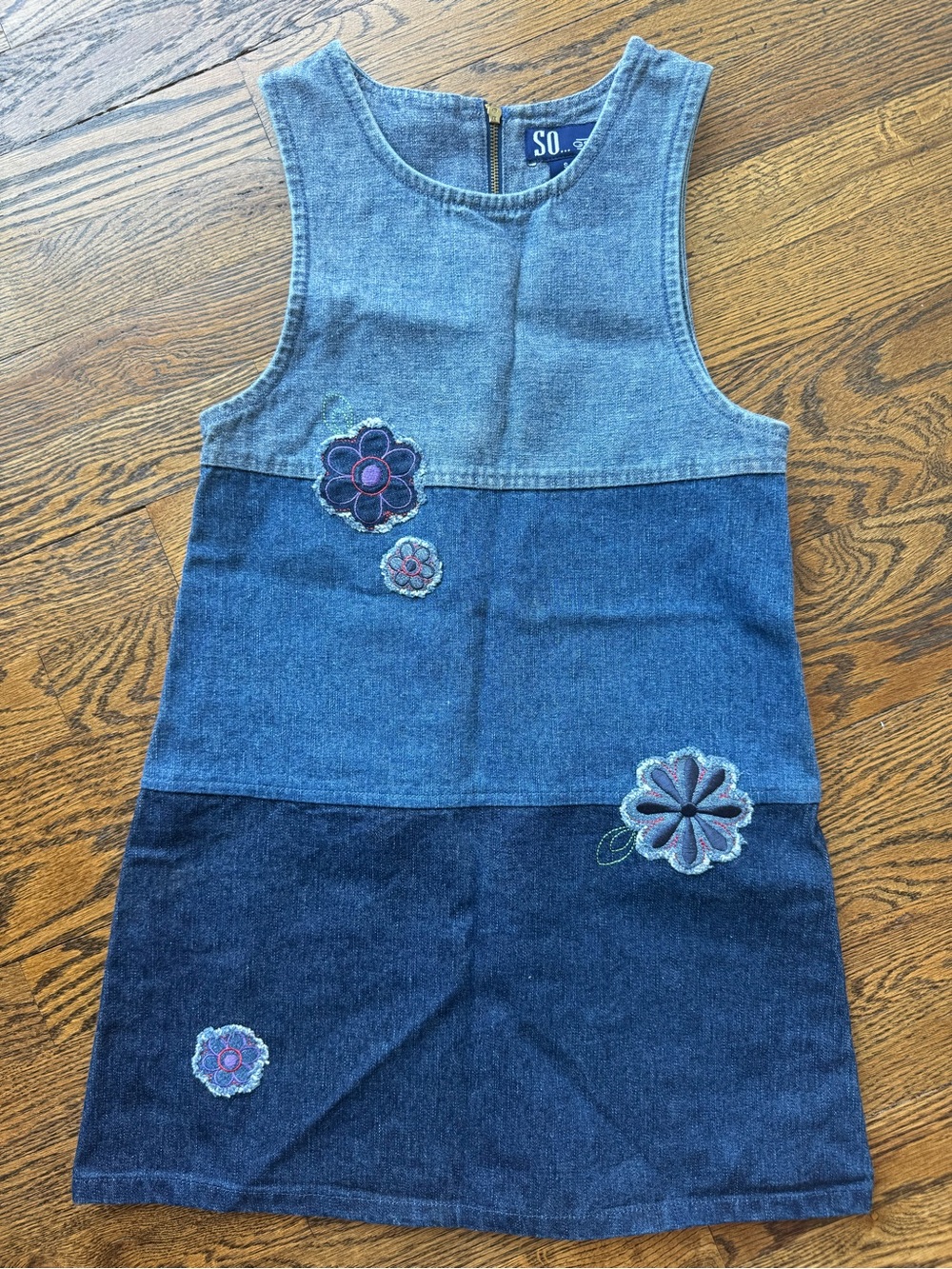 SO Y2K Vintage Patchwork Denim Dress GSJC Girls Size Small 7/8